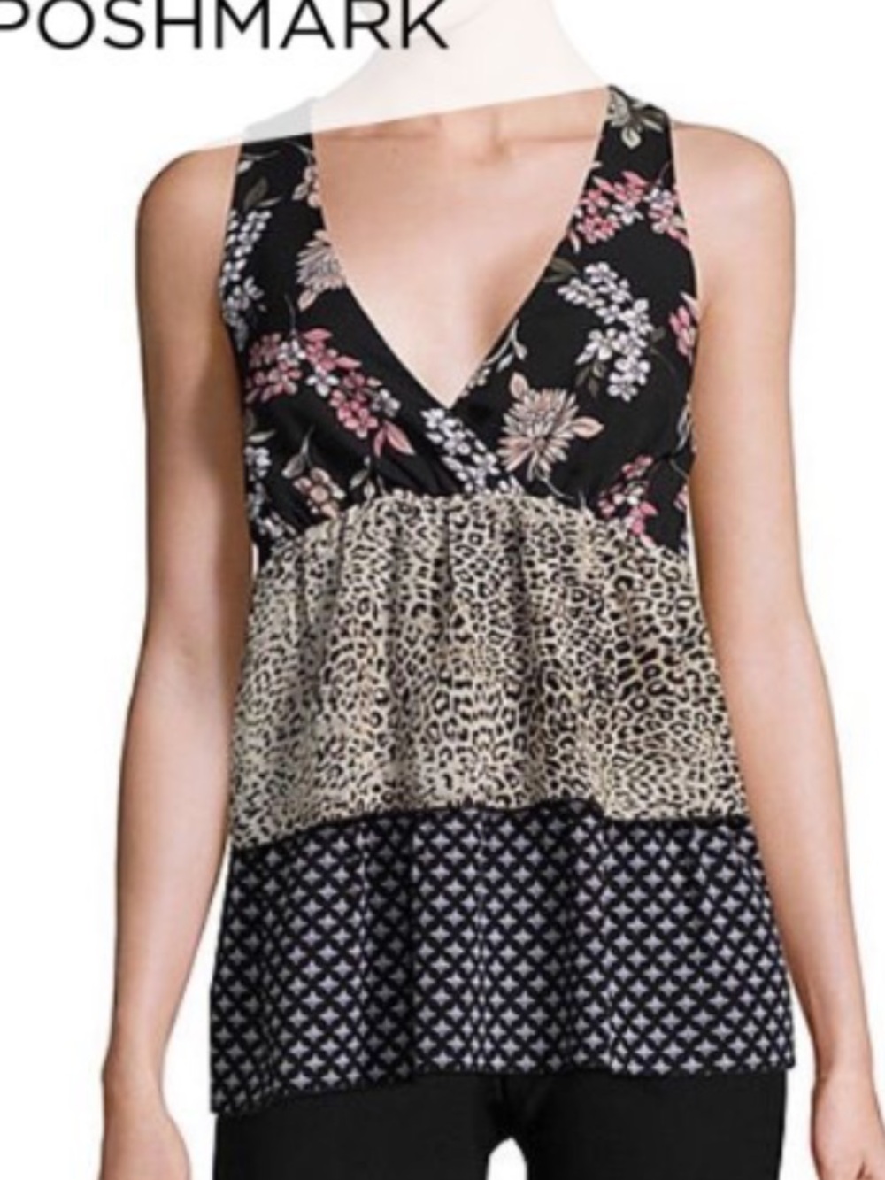 Libby Edelman Peplum Style Sleeveless Blouse. Size Large